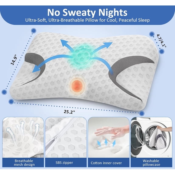 CPAP Pillow for Side Sleeper, Sleep Apnea Pillow for Sleeping, CPAP Nasal Pillows Suit for All CPAP Masks User, Cervical Memory Foam Neck Support Pillow Relief Neck Pain for Side Back Sleepers