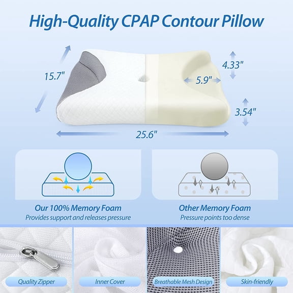 CPAP Pillow for Side Sleeping, CPAP Nasal Pillows for All CPAP Masks Users to Reduce Air Leaks & Masks Pressure, Neck Support Pillows for Sleeping for Neck Pain Relief