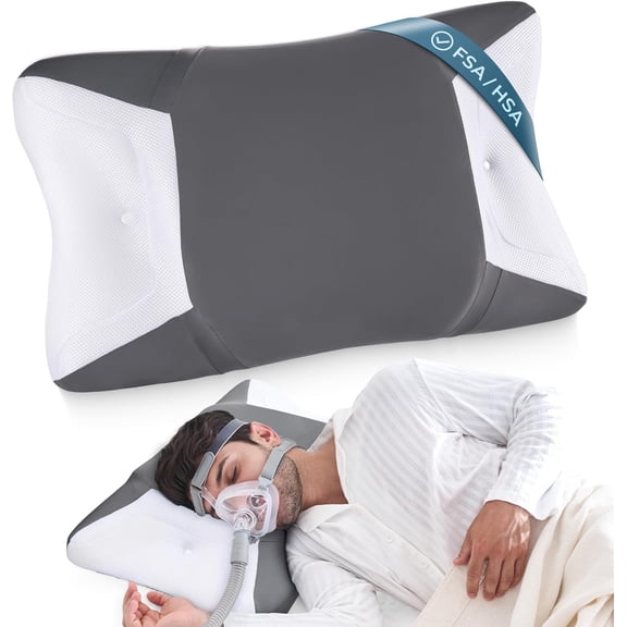 CPAP Pillow for Side Sleeping HSA/FSA Sleep Apnea Pillow for All CPAP Masks Users to Reduce Air Leaks Masks Pressure Memory Foam with Cooling & Breathable Pillowcase for Side Back Sleeper