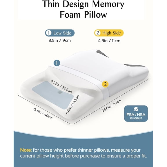 CPAP Pillow for Side Sleeping with Dual Cutouts Memory Foam Cooling