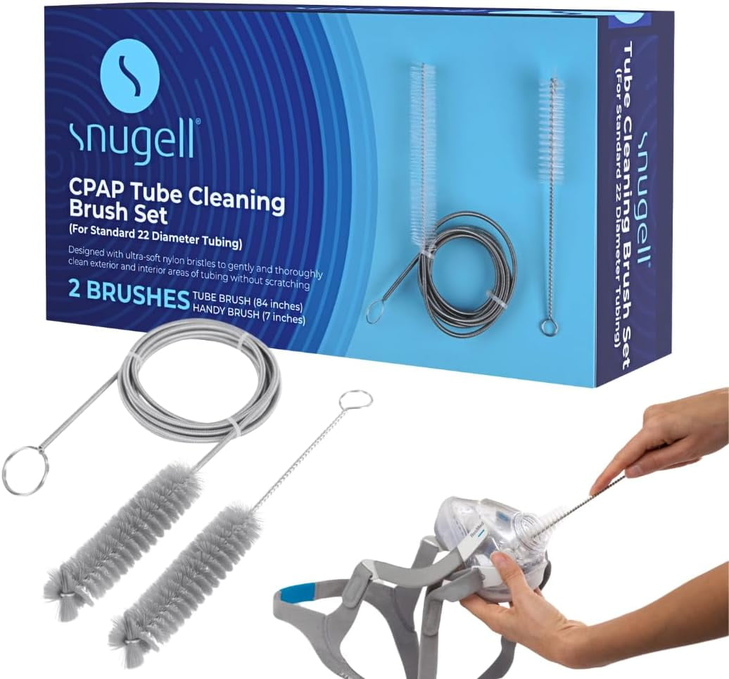 CPAP Tube Cleaning Brush by Snugell | Tube and CPAP Mask Cleaning Brush | Standard 22mm Tubing Diameter | Clean Exterior and Interior of Tubing and Mask | Flexible Brush (84 in) | Handy Brus