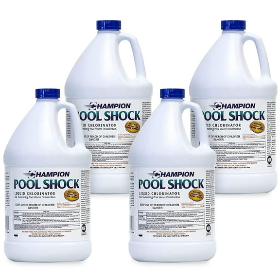 CPDI Champion Pool Shock 1-Gal 12.5% Commercial-Grade Liquid Chlorine, 4 Pk