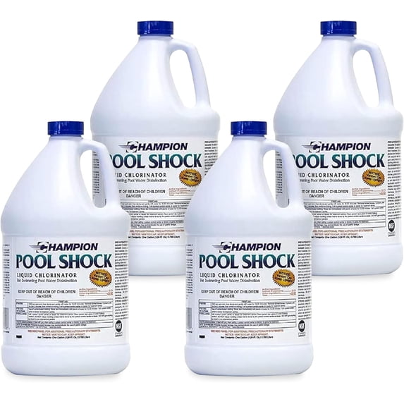 CPDI Champion Pool Shock 1-Gal 12.5% Commercial-Grade Liquid Chlorine, 4 Pk