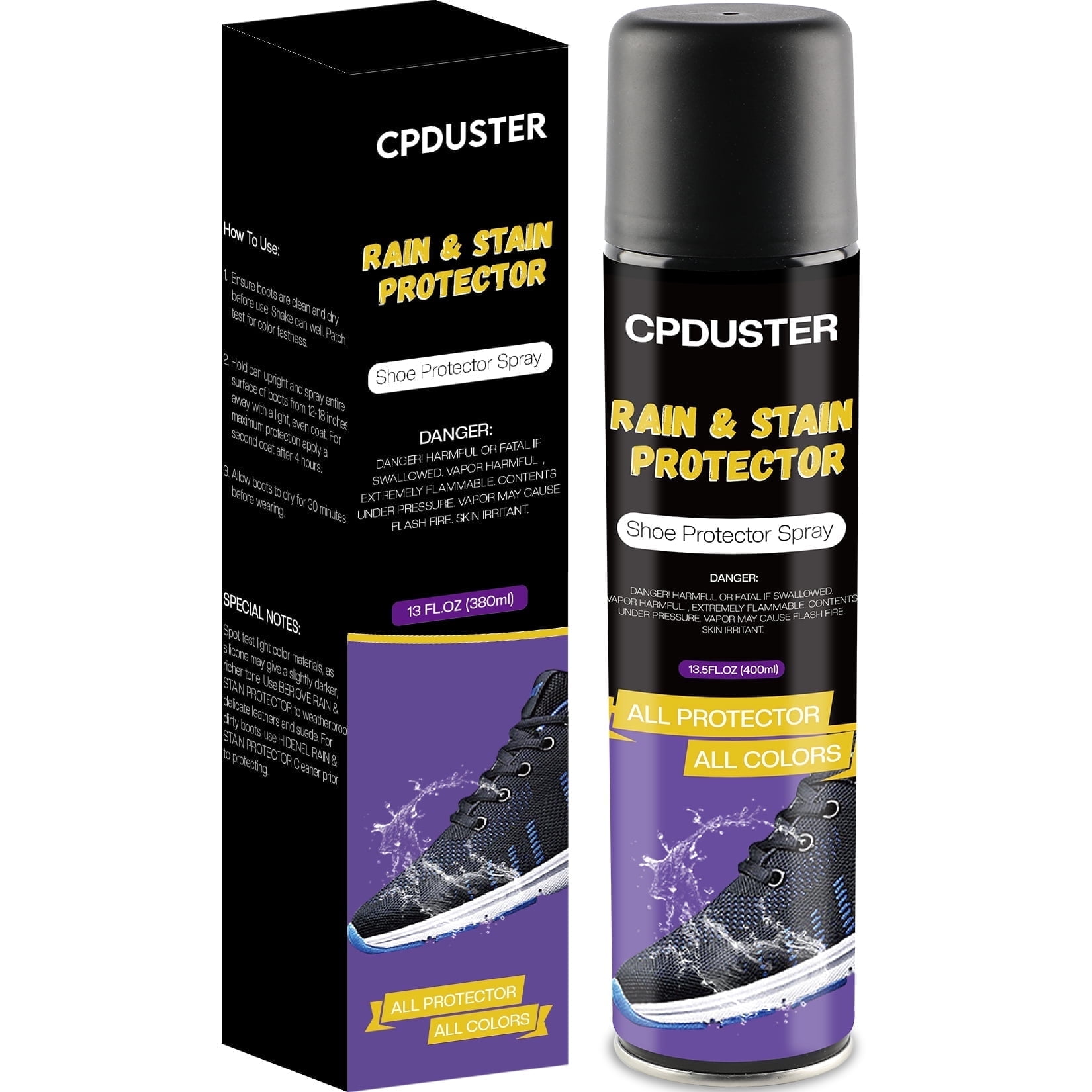 CPDUSTER 13.5OZ Shoe Protector Sprays Waterproof: Nano Protection for Sneaker Suede Boots & Canvas