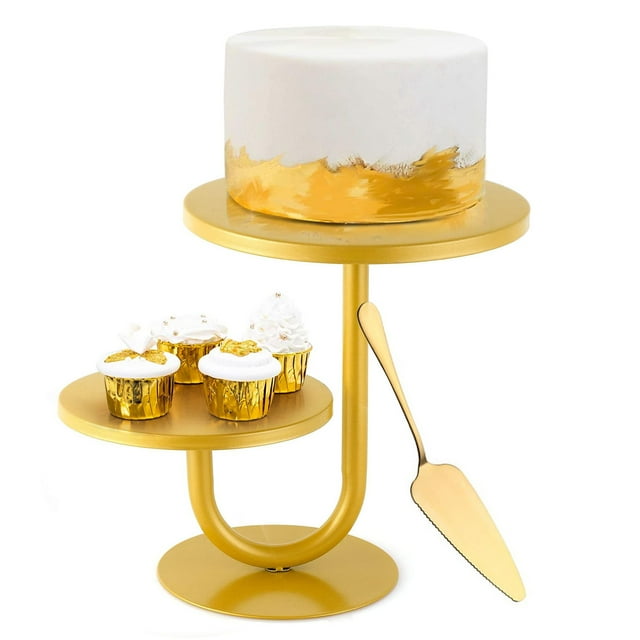 CPFM Gold Wedding Cake Stand 10/8", Dessert Table Display Set with