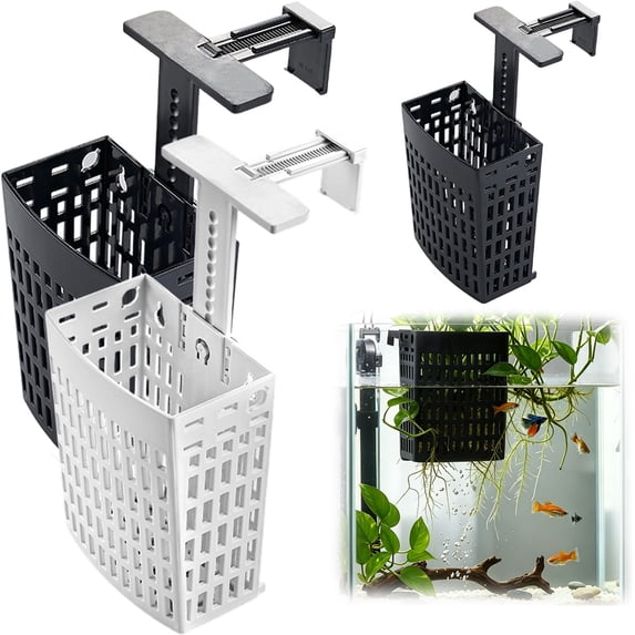 CPHD7 Aquarium Plant Holder, Adjustable Hydroponic Planter Basket with Clamp Mount for Fish Tank, Hanging Cultivation Pot for Live Plants Pothos Decor