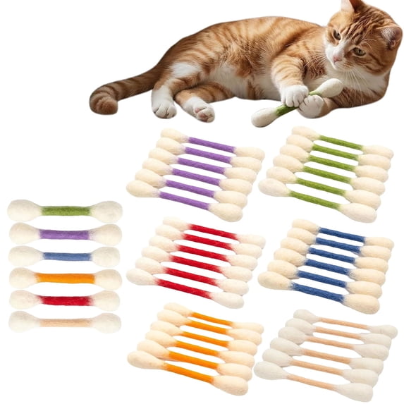 CPHDW7 6 Pack Kitten Chew Toys, 6 Pack Cotton Teething Sticks with Catnip and Durable Rope for Indoor Play and Boredom Relief