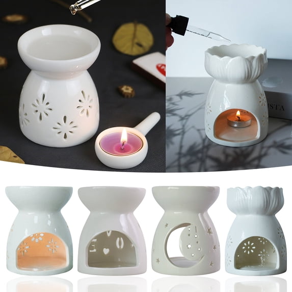 CPHDW7 Ceramic Oil Burner, Wax Melt Warmer with Candle Holder and Aroma Diffuser for Home Fragrance and Decor