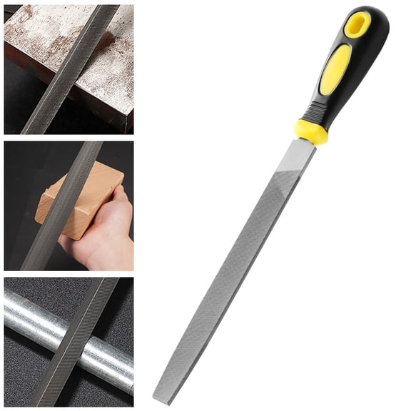 CPHDW7 Flat Hand File with Ergonomic Handle, Durable Cutting File for Deburring and Shaping Metal Wood Stone, Multi-Purpose Precision Filing Tool Black