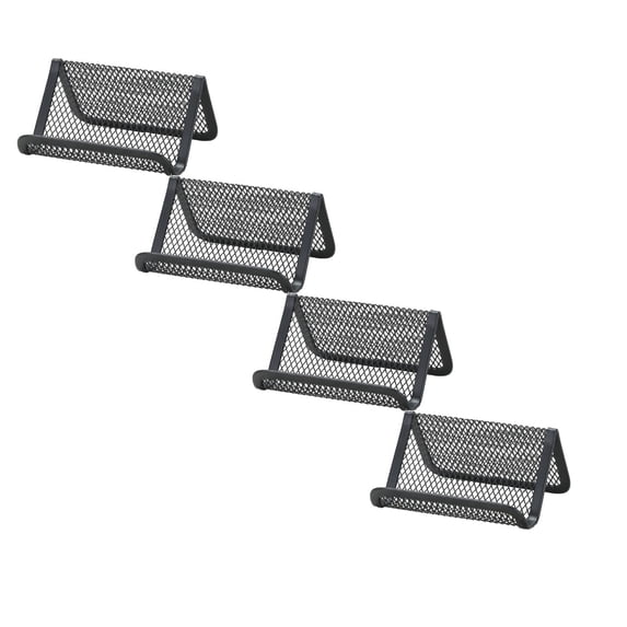 CPHDW7 Metal Mesh Desk Business Card Holder, Office Supplies Display Rack for Home Office Desk, Business Gift for Men Black 4PC