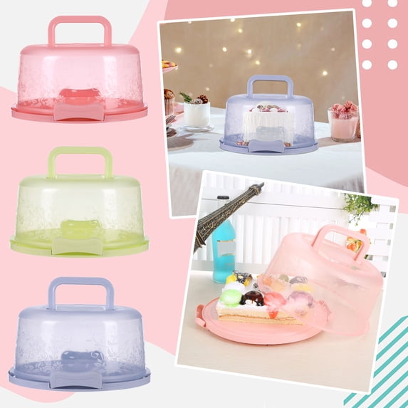 CPHDW7 Plastic Cake Carrier, Portable Cake Box with Airtight Locking Lid, Round Storage Container for Cakes Cupcakes and Pies