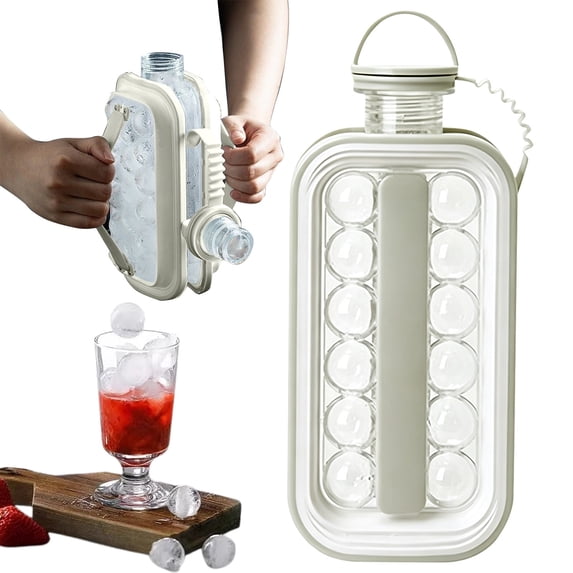 CPHDW7 Portable Ice Ball Maker Kettle, Leak-Proof Ice Cube Tray for Whisky Coffee Beer, Slow-Melting Round Ice Cubes for Home Bar Picnic Party Gray