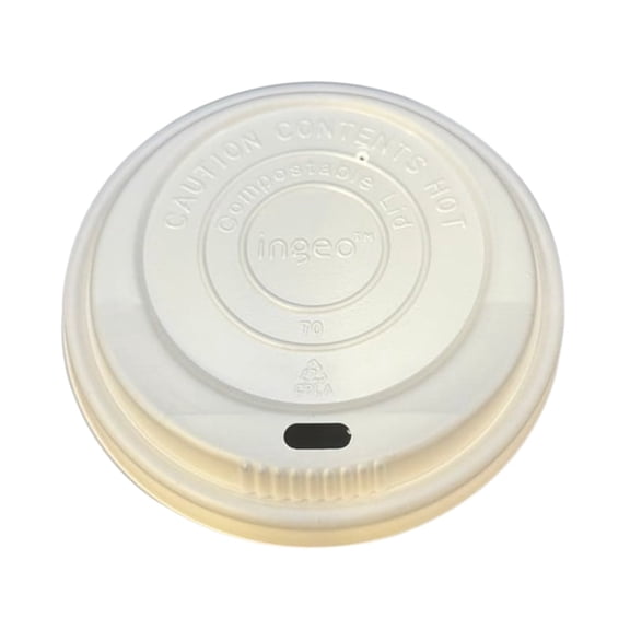 BioGreenChoice CPLA Vented Lids for 10-20 oz Hot Cups White 1000 Count Compostable Plant-Based Leak-Resistant Coffee Lids for Cafes, Takeout & Catering