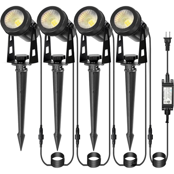 CPLIRIS Outdoor Landscape Lighting, LED Spot Lights Kit for Garden, Yard, House, Lawn, Tree, Flags, Fence Use, Warm White 2700k-3300k, IP67 Waterproof & Connectable - 4 Pack