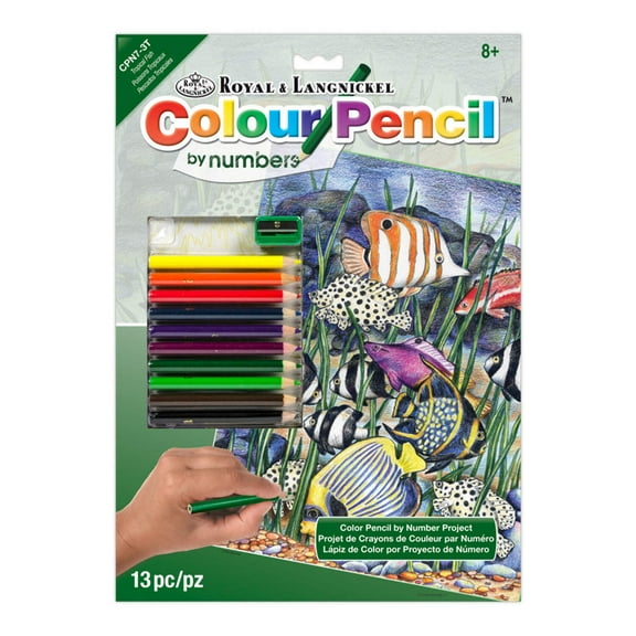 CPN7 | Colour Pencil by numbers 13pc 8.75" x 11.75" Tropical Fish Project