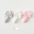 thumbnail image 1 of CPNG 3 Pairs Baby Girls Ruffle Socks Newborn Infant Sweet Knit Floor Hosiery Double Lace Ruffle Frilly Dress Ankle Socks Princess Knit Cotton Socks, 1 of 8