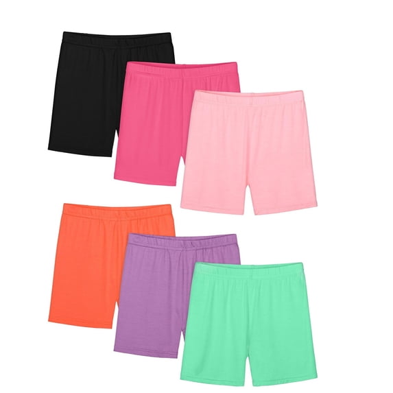 CPNG 6 Pack Girls Bike Shorts Cartwheel Toddler Biker Under Dress Dance Shorts Leggings Shorts Dance Training Shorts(Green,2-3 Years)