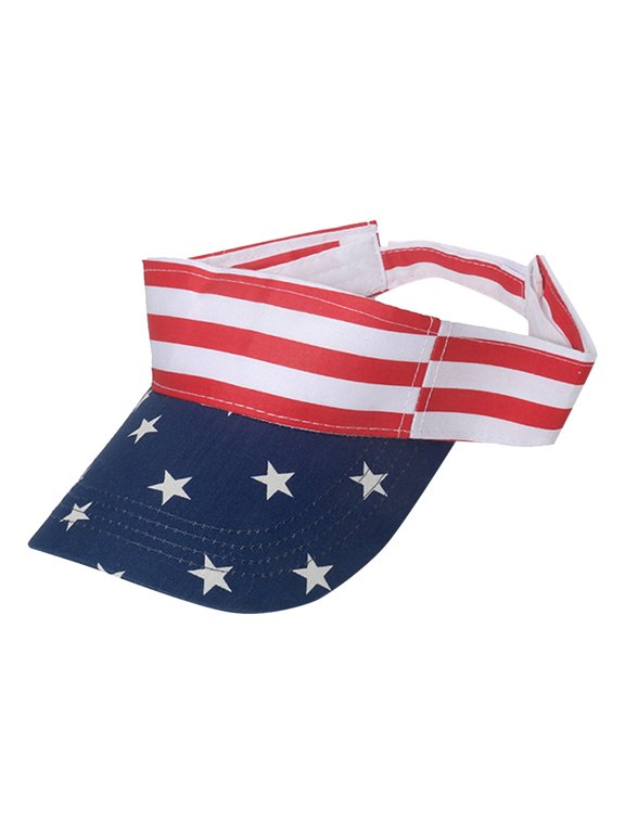 American USA Flag Visor Patriotic Visor Star Stripe Sun Visor Hat Adjustable Printed Twill Sun Protection Hat for Men Women