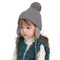 thumbnail image 1 of CPNG Baby Boys Girls Fleece Lined Pompom Knitted Cute Pilot Hat Kids Faux Fur Trapper Winter Warm Hat Toddler Ushanka Earflaps Beanie Cap, 1 of 3