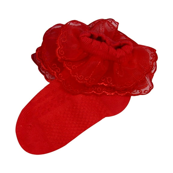 CPNG Baby Frilly Ankle Socks Girl Non Slip Toddler Girls Stockings Cotton Bow Ruffle Lace Newborn Long Socks Infant Winter Cute Dress Sock