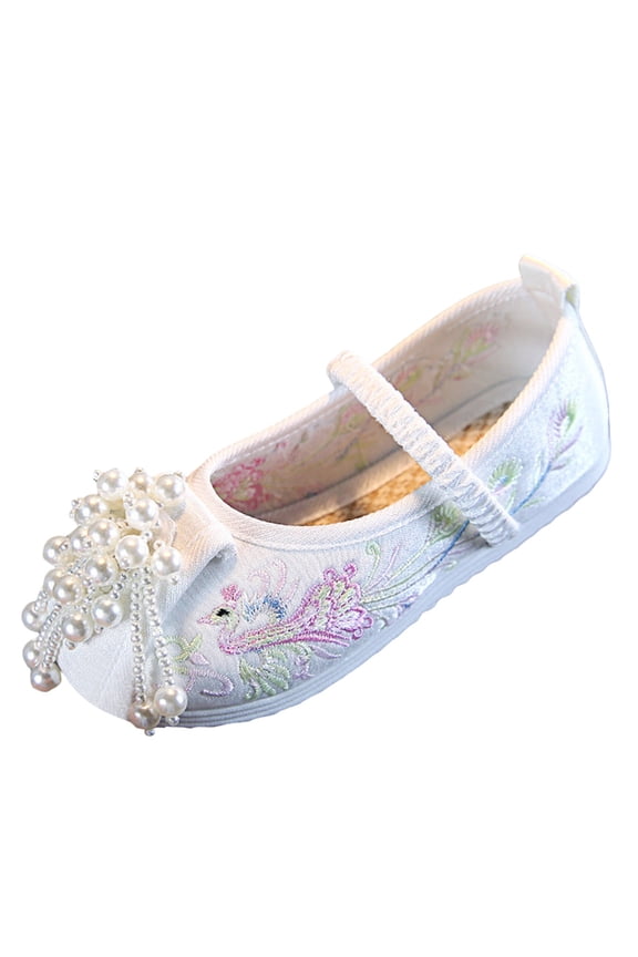 Baby Girls Chinese Style Silk Shoes Hanfu Embroidered Shoes Fashionable Children Performance Children Embroidered Sandals