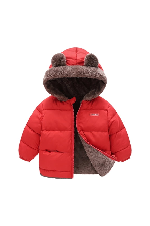 Baby Infant Winter Long Sleeve Coat Cute Teddy Bear Puffer Vest Padded Hooded Jacket Fairy Warm Fleece Outerwear Windproof Toddler Boys Girl Zipper Up Coat