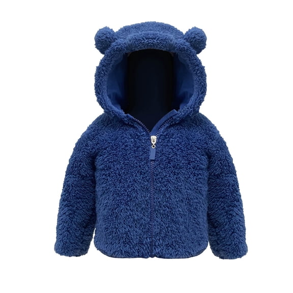 CPNG Baby Toddler Polar Fleece Jacket Zip Up Cute Bear Lightweight Coats with Hood Infant Boys Girls Hoodie Sherpa Fuzzy Winter Warm Fuzzy Outerwear