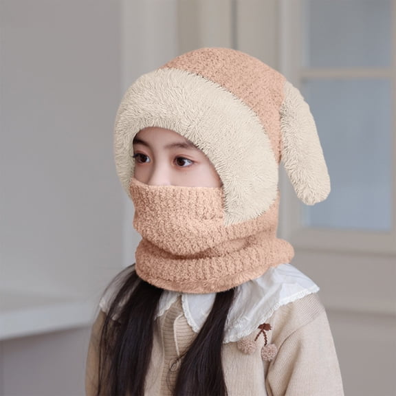 CPNG Baby Winter Hat Balaclava Scarf Caps Toddler Infant Cute Rabbit Ears Chunky Warm Face Mask Neck Warmer Cold Weather Ski Gear for Kids Boys Girls