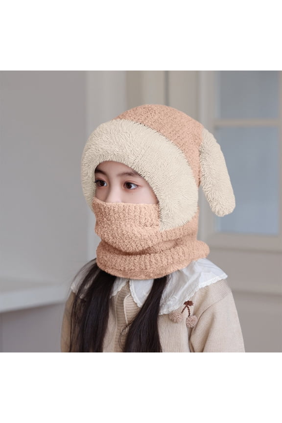 Baby Winter Hat Balaclava Scarf Caps Toddler Infant Cute Rabbit Ears Chunky Warm Face Mask Neck Warmer Cold Weather Ski Gear for Kids Boys Girls