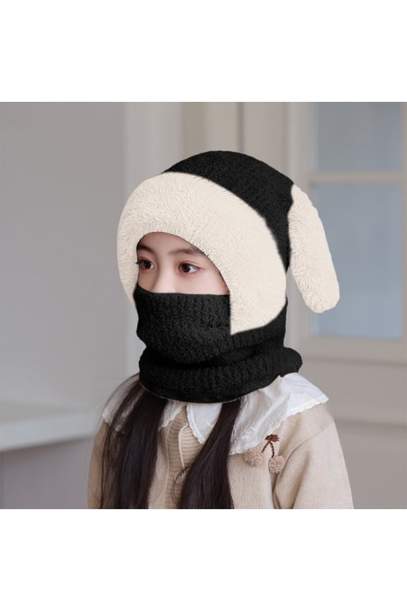 Baby Winter Hat Balaclava Scarf Caps Toddler Infant Cute Rabbit Ears Chunky Warm Face Mask Neck Warmer Cold Weather Ski Gear for Kids Boys Girls