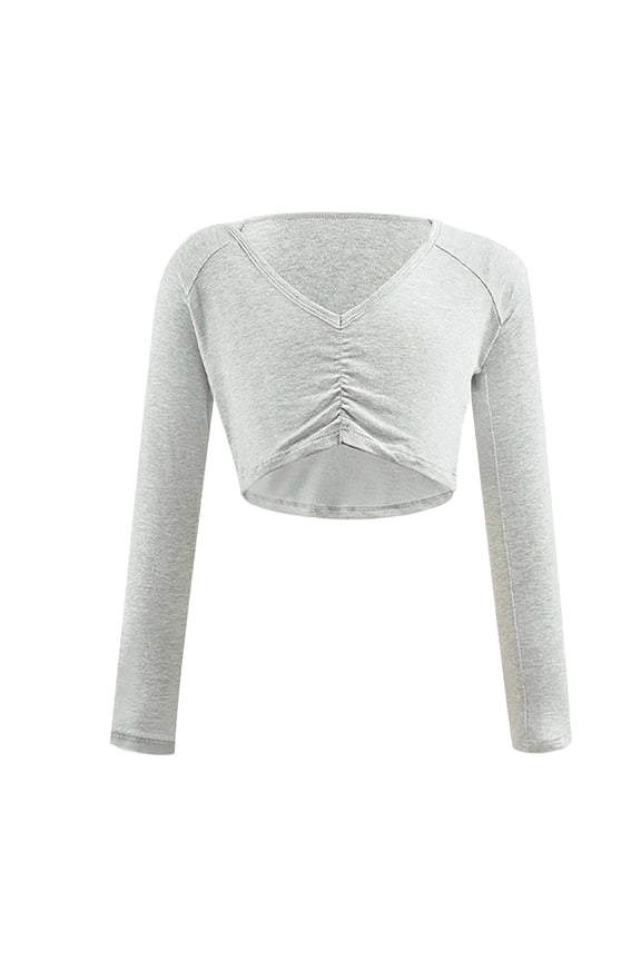 Ballet Sweater for Girls Ballet Warm up Dance Sweater Long Sleeve Ballet Wrap Pullover Sweaters for Leotards(Grey,7-8 Years)