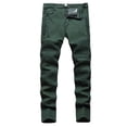 thumbnail image 1 of CPNG Boy's Skinny Jeans Pure Cotton Slim Fit Stretch Jeans Straight Leg Fashion Button Front Zipper Denim Pants(Light Green,13-14 Years), 1 of 9