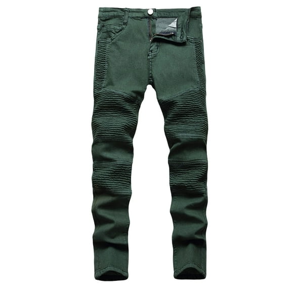 CPNG Boy's Skinny Jeans Pure Cotton Slim Fit Stretch Jeans Straight Leg Fashion Button Front Zipper Denim Pants(Light Green,13-14 Years)