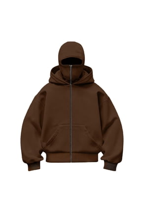 Boys Balaclava Full Zip Hooded Jacket, Long Sleeve Zip Up Hoodie with Integrated Face Mask, Kangaroo Pocket Casual Outerwear