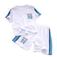 thumbnail image 1 of CPNG Boys Casual Sportswear Outfits Summer Quick Drying Breathable Short Sleeved Crewneck T Shirt and Shorts Set(White,7-8 Years), 1 of 9