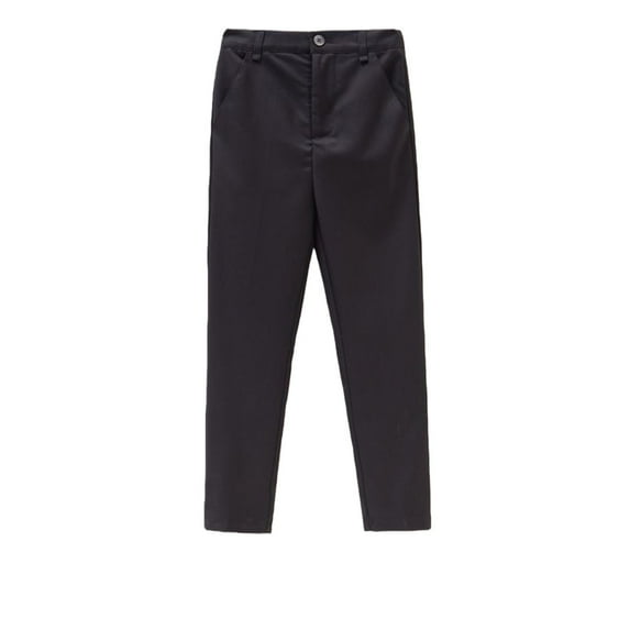 CPNG Boys Dress Pants Straight Pants High Waist School Uniform Pants Classic Button Front Zipper Uniform Pants(Black,7-8 Years)