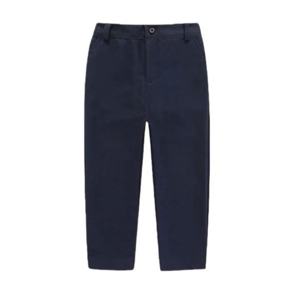 CPNG Boys Dress Pants Straight Pants Solid Color School Uniform Pants Classic Button Front Zipper Uniform Pants(Navy,9-10 Years)