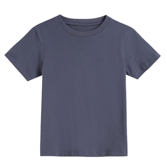 CPNG Boys Girls Daily Casual T Shirt Comfortable Stylish Solid Color Summer Crewneck Short Sleeves T Shirt(Dark Gray,9-10 Years)
