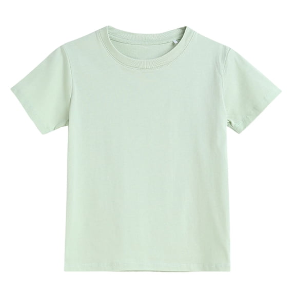 CPNG Boys Girls Daily Casual T Shirt Comfortable Stylish Solid Color Summer Crewneck Short Sleeves T Shirt(Light Green,12-18 Months)