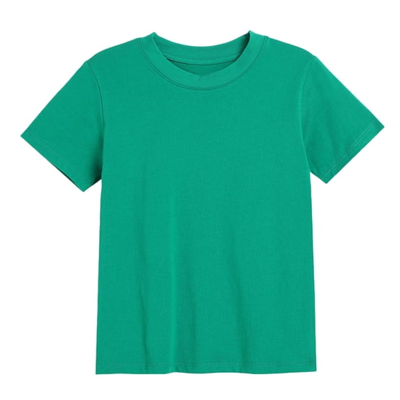 CPNG Boys Girls Daily Casual T Shirt Comfortable Stylish Solid Color Summer Crewneck Short Sleeves T Shirt(Mint Green,13-14 Years)