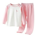 thumbnail image 1 of CPNG Boys Girls Loungewear Sleepwear Underwear 2 Pcs Set Color Blocked Long Sleeve Crewneck Pullover Top and Pants Set, 1 of 3