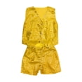 thumbnail image 1 of CPNG Boys Girls Sequin Outfits Sleeveless Waistcoat Shorts Hip-hop Jazz Dance Stage Performance Costume Vest Tops and Shorts Set(Gold,11-12 Years), 1 of 6