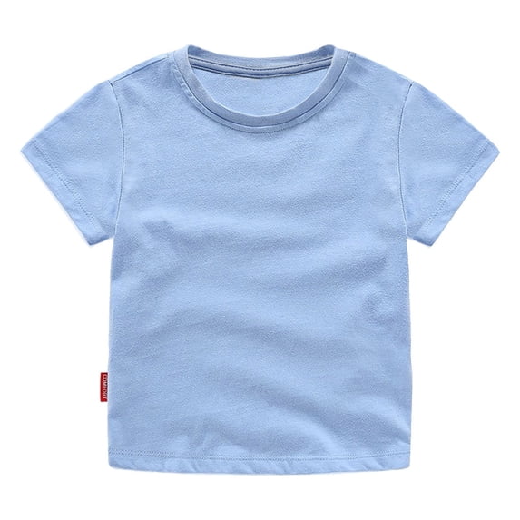 CPNG Boys Girls Solid Color T Shirts Short Sleeve Summer Baby Tops Cotton Casual Crewneck Shirt for Kids(D,12-18 Months)