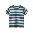 thumbnail image 1 of CPNG Boys Girls Summer Short Sleeved T-Shirt Striped Skin-Friendly Crewneck Tees Comfortable Casual Tops(Blue,12-24 Months), 1 of 8
