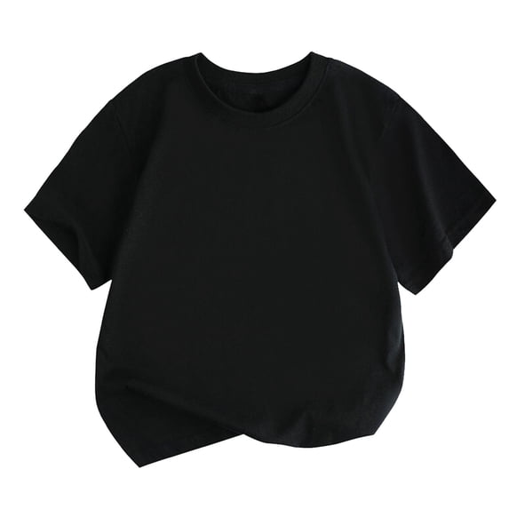 CPNG Boys Girls Summer Short Sleeved Trendy Letters Prints T-Shirt Toddler Crewneck Tees Comfortable Casual Tops(Black,8-9 Years)