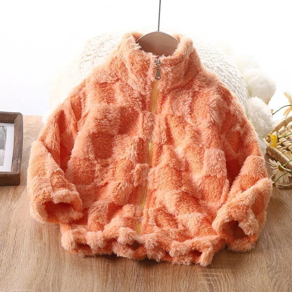 CPNG Boys Girls Teddy Coat Outerwear Sherpa Fleece Jacket Full-Zip Fuzzy Fleece Sweatshirt Zip Up Kids Toddler Windproof Coat Ultra Soft Winter Coat
