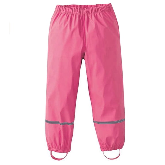 CPNG Boys Girls Waterproof Rain Pants Elastic Waist Reflective Stripe Cuffed Hem with Stirrup Windproof Durable Outdoor Rain Trousers
