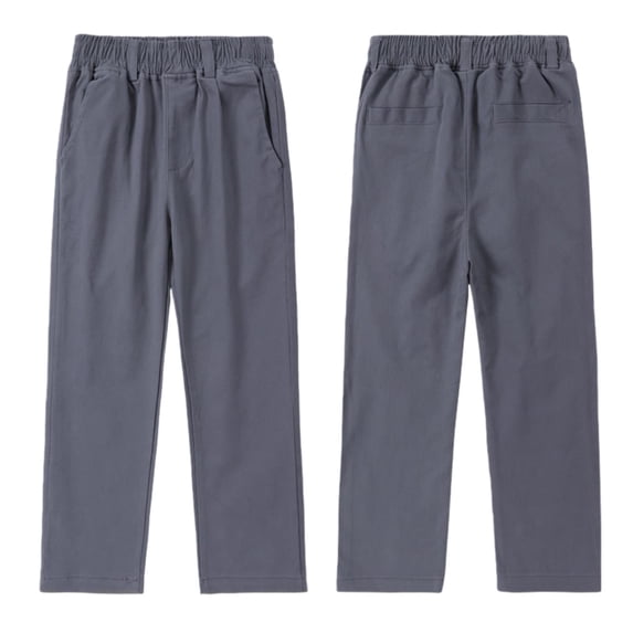 CPNG Boys Pure Cotton Dress Pants Straight Pants High Waist School Uniform Pants Classic Elastic High Waist Uniform Pants(Grey,13-14 Years)