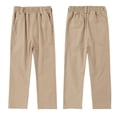 thumbnail image 1 of CPNG Boys Pure Cotton Dress Pants Straight Pants High Waist School Uniform Pants Classic Elastic High Waist Uniform Pants(Khaki,3-4 Years), 1 of 9