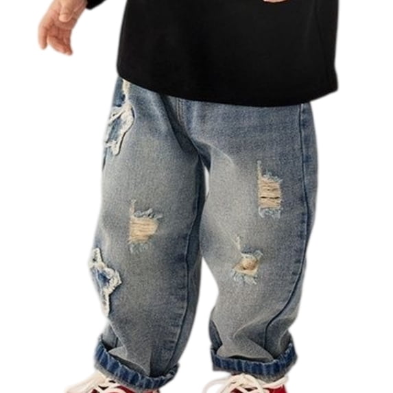 Fitted Ripped Jeans CPNG Boys Ripped Jeans, Distressed Destroyed Loose Fit Denim Pants ...